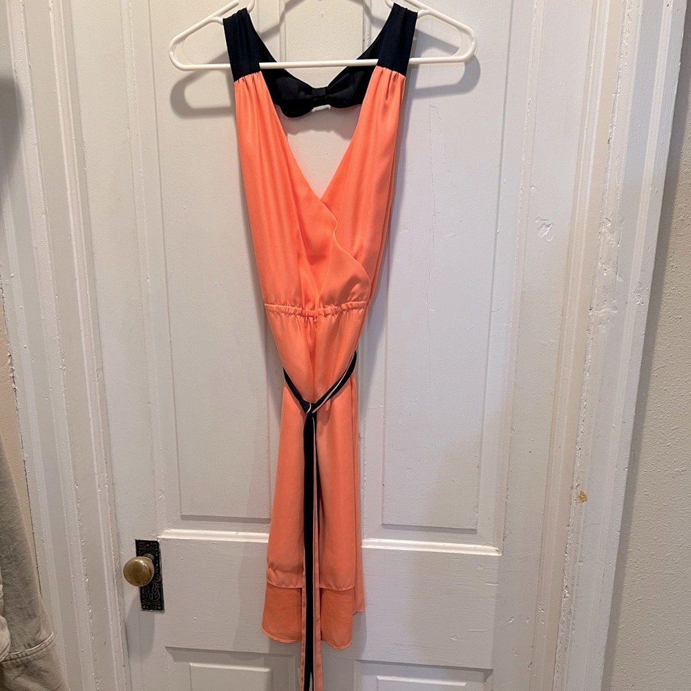 American Eagle Outfitters Dress Size Small Peach/Salmony color Navy Blue Trim